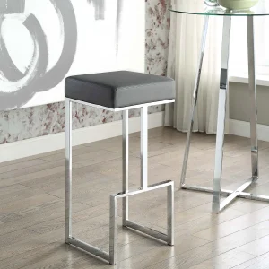 Gervase Square Bar Stool Grey and Chrome