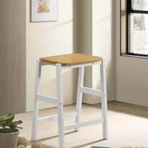 Edgeworth Wood Backless Counter Stool White (Set of 2)