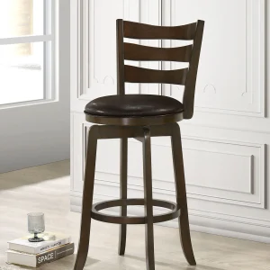 Murphy Wood Pub Height Swivel Bar Chair Dark Brown