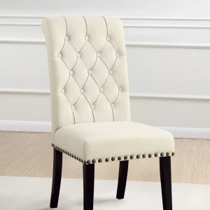 Alana Fabric Upholstered Dining Side Chair Beige (Set of 2)