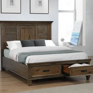 Franco Wood Queen Storage Panel Bed Burnished Oak