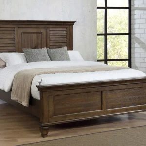 Franco Wood Eastern King Panel Bed Burnished Oak