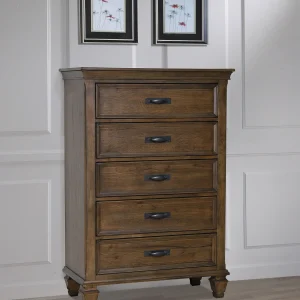 Franco 5-drawer Bedroom Chest Burnished Oak