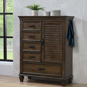 Franco 5-drawer Door Chest Burnished Oak