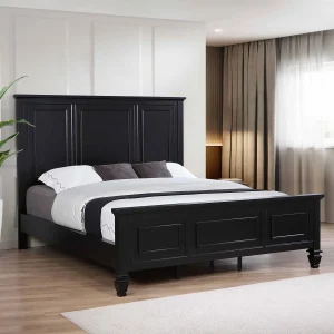Sandy Beach 63-inch California King Wood Panel Bed Black