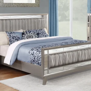 Leighton Wood Eastern King Panel Bed Metallic Mercury