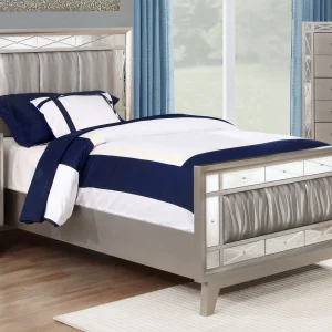 Leighton Wood Twin Panel Bed Metallic Mercury