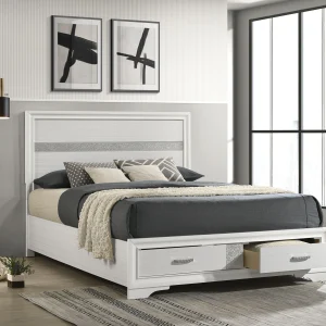Miranda 51-inch Wood Queen Storage Panel Bed White