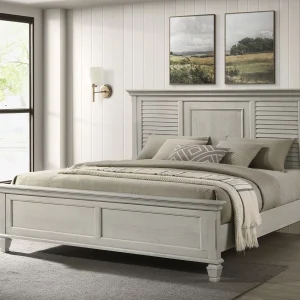 Franco Wood Eastern King Panel Bed Distressed White