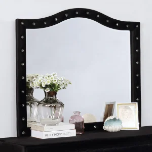 Deanna Upholstered Dresser Mirror Black