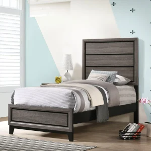 Watson Wood Twin Panel Bed Grey Oak