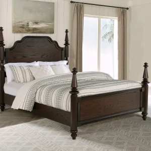 Andover 63-inch Four Poster California King Bed Dark Oak