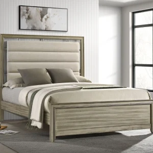 Giselle Wood California King Panel Bed Rustic Beige