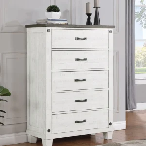 Lilith 5-drawer Bedroom Chest Distressed White