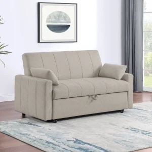 Portland Boucle Upholstered Sleeper Sofa Bed Latte