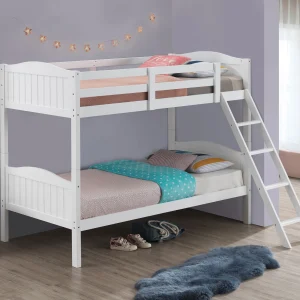 Arlo Wood Twin Over Twin Bunk Bed White