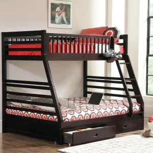 Ashton 2-drawer Wood Twin Over Full Bunk Bed Cappuccino