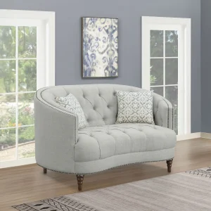Avonlea Upholstered Sloped Arm Loveseat Grey Fabric