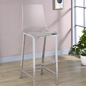 Juelia Clear Acrylic Bar Chair Chrome (Set of 2)