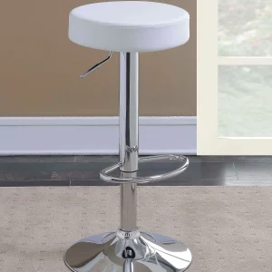 Ramses Adjustable Backless Bar Stool Chrome and White