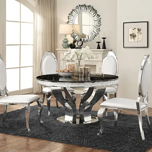 Anchorage 5-piece Round Stainless Steel Dining Set Chrome