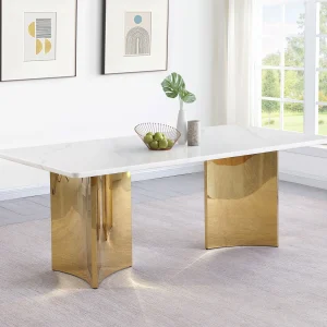 Tevlin Rectangular 79-inch Marble Top Dining Table White