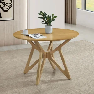 Elowen Round 42-inch Solid Wood Dining Table Light Walnut