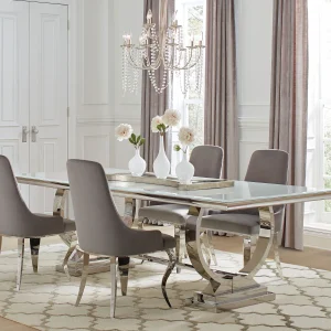 Antoine 5-piece Rectangular Glass Top Dining Table Set Grey