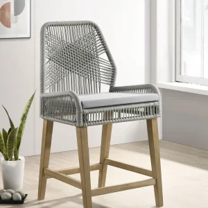 Nakia Woven Rope Counter Chair with Cushion Grey (Set of 2)
