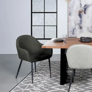 Emma Fabric Upholstered Dining Arm Chair Charcoal (Set of 2)