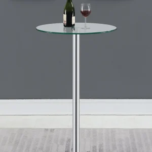Abiline Round 24-inch Glass Top Bistro Bar Table Chrome