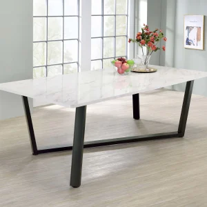 Mayer Rectangular 87-inch Faux Marble Dining Table White