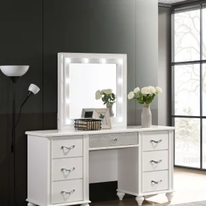 Barzini 7-drawer Vanity Set with Lighting White