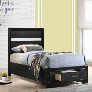 Miranda 51-inch Wood Twin Storage Panel Bed Black