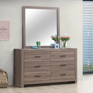 Brantford 6-drawer Dresser with Mirror Barrel Oak