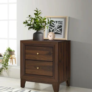 Welsley 2-drawer Nightstand Bedside Table Walnut