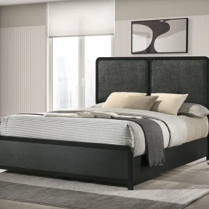 Cavelle 51-inch Upholstered Eastern King Bed Black