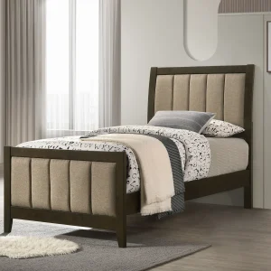 Wilkes 51-inch Upholstered Twin Bed Dark Cocoa