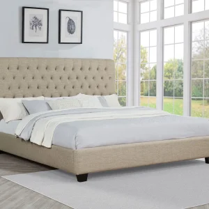 Chloe Upholstered Eastern King Panel Bed Oatmeal