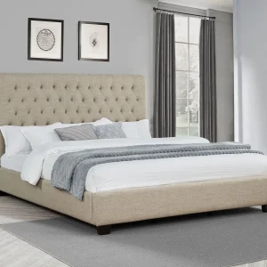 Chloe Upholstered California King Panel Bed Oatmeal