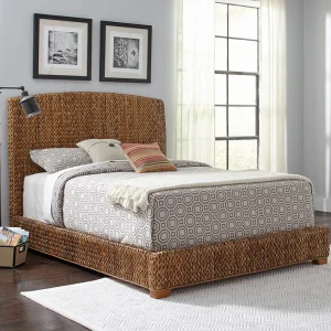 Laughton Banana Leaf Queen Panel Bed Amber