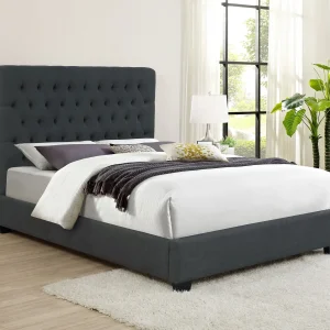 Chloe Upholstered California King Panel Bed Charcoal
