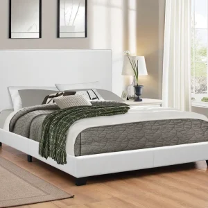 Mauve Upholstered Twin Panel Bed White