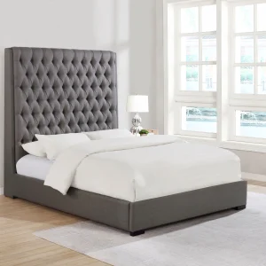 Camille Upholstered California King Panel Bed Grey