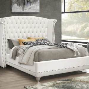 Barzini Upholstered Queen Wingback Bed White