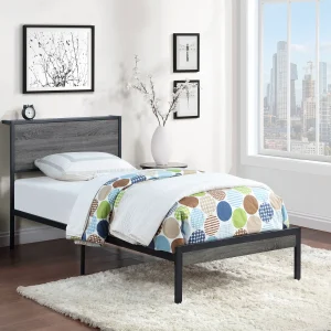 Ricky Metal Twin Panel Bed Grey