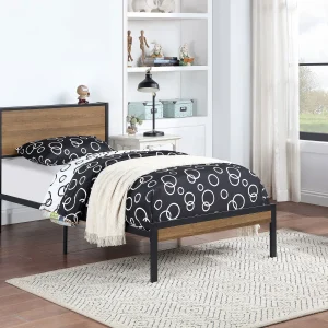 Ricky Metal Twin Panel Bed Light Oak