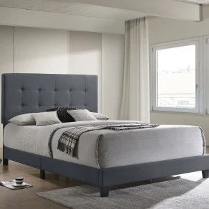 Mapes Upholstered Eastern King Panel Bed Grey