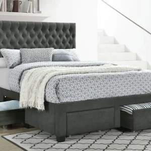 Soledad Upholstered Eastern King Storage Panel Bed Grey