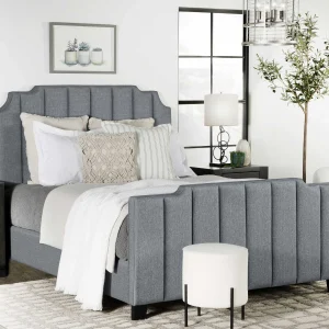 Fiona Upholstered Eastern King Panel Bed Light Grey